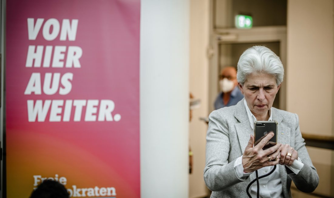 Marie-Agnes Strack-Zimmermann am Abend der NRW-Landtagswahl 2022