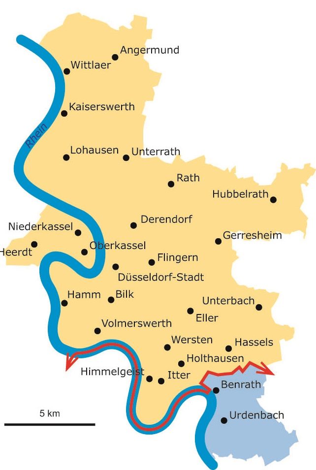 Diese Karte zeigt den Verlauf der Benrather Linie. Abbildung: Greven Verlag/LVR