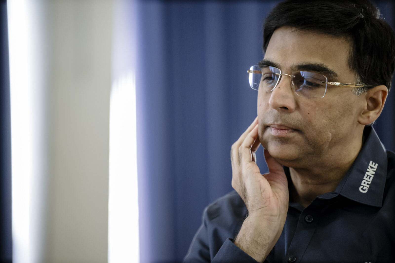 Großmeister Viswanathan Anand, Düsseldorfer Schachklub DSK, Schach Bundesliga, Humboldt-Gymnasium, Raum der Livekommentierung Foto: Andreas Endermann