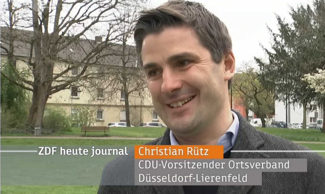Dieser Screenshot stammt aus dem ZDF „Heute-Journal“und zeigt den Lierenfelder Ortsverbandsvorsitzenden Christian Rütz.
