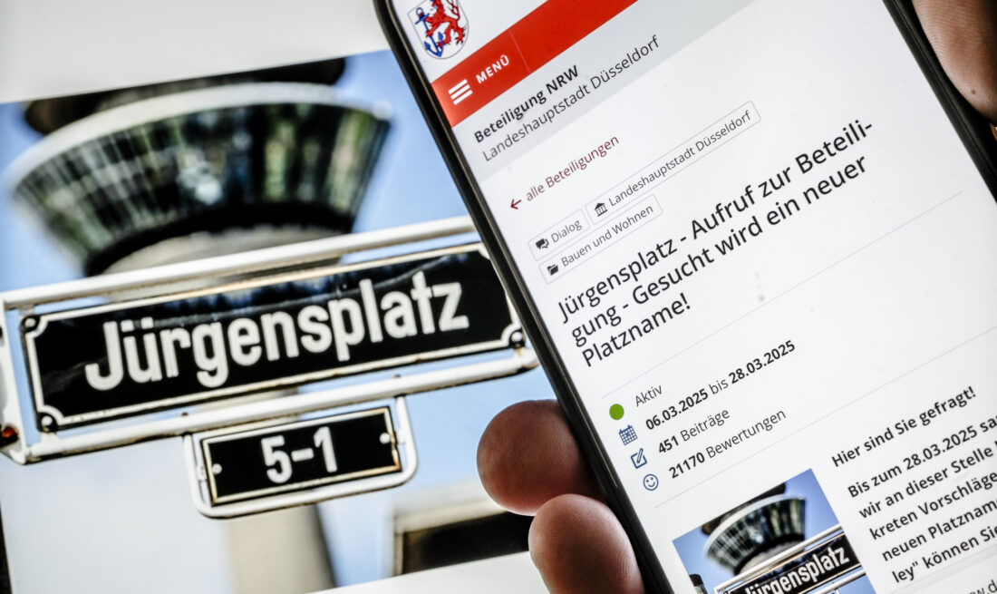 Aufruf Stadt Düsseldorf zur Beteiligung an Umbenennung Jürgensplatz