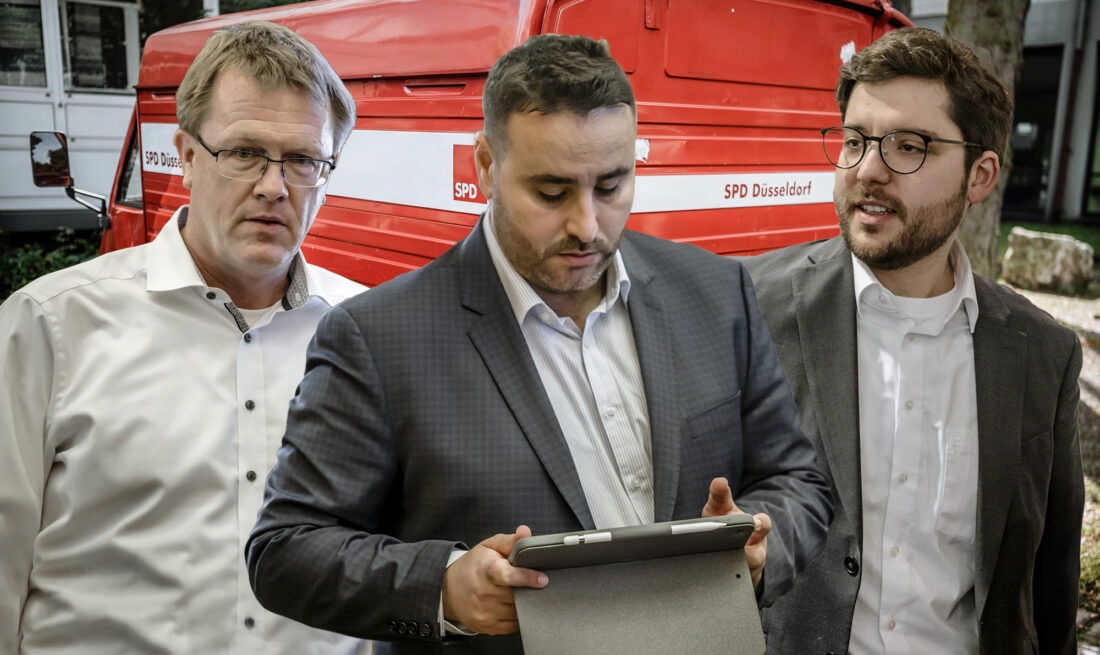 Tobias Kühbacher, Hakim El Ghazali und Adis Selimi von der SPD Düsseldorf
