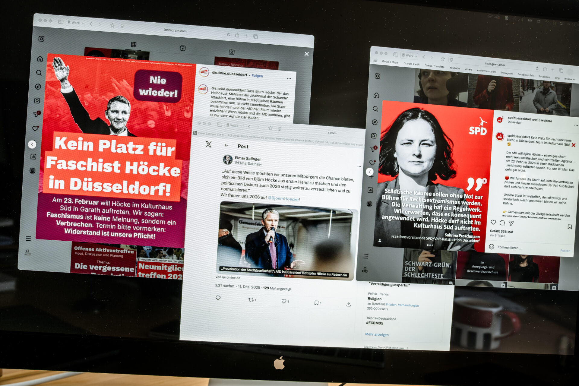 Ankündigung und Protest AfD-Politiker Björn Höcke in Düsseldorf