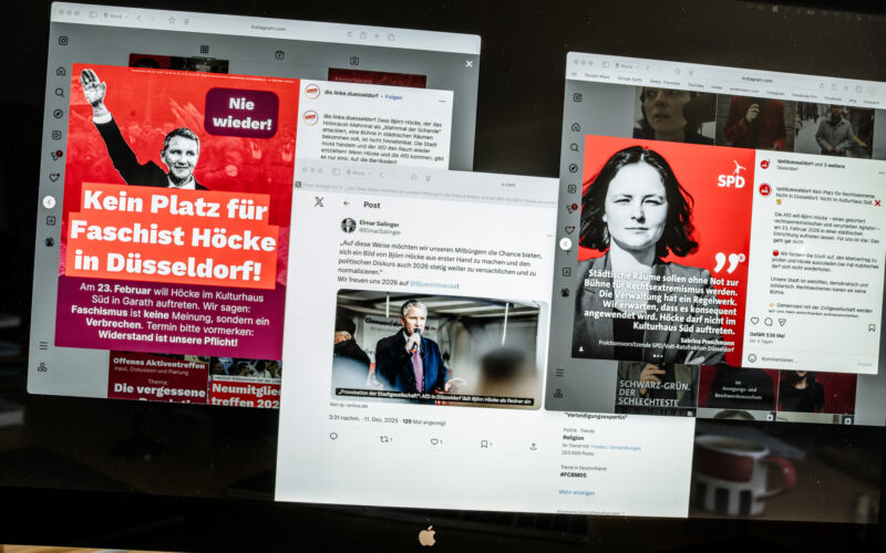 Ankündigung und Protest AfD-Politiker Björn Höcke in Düsseldorf