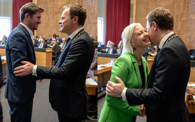 Clara Gerlach und Fabian Zachel mit OB Stephan Keller im Stadtrat Düsseldorf