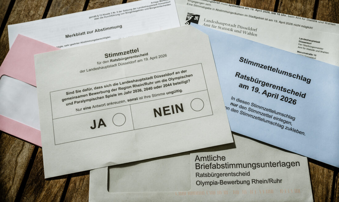 Stimmzettel Ratsbürgerentscheid Olympia in Düsseldorf