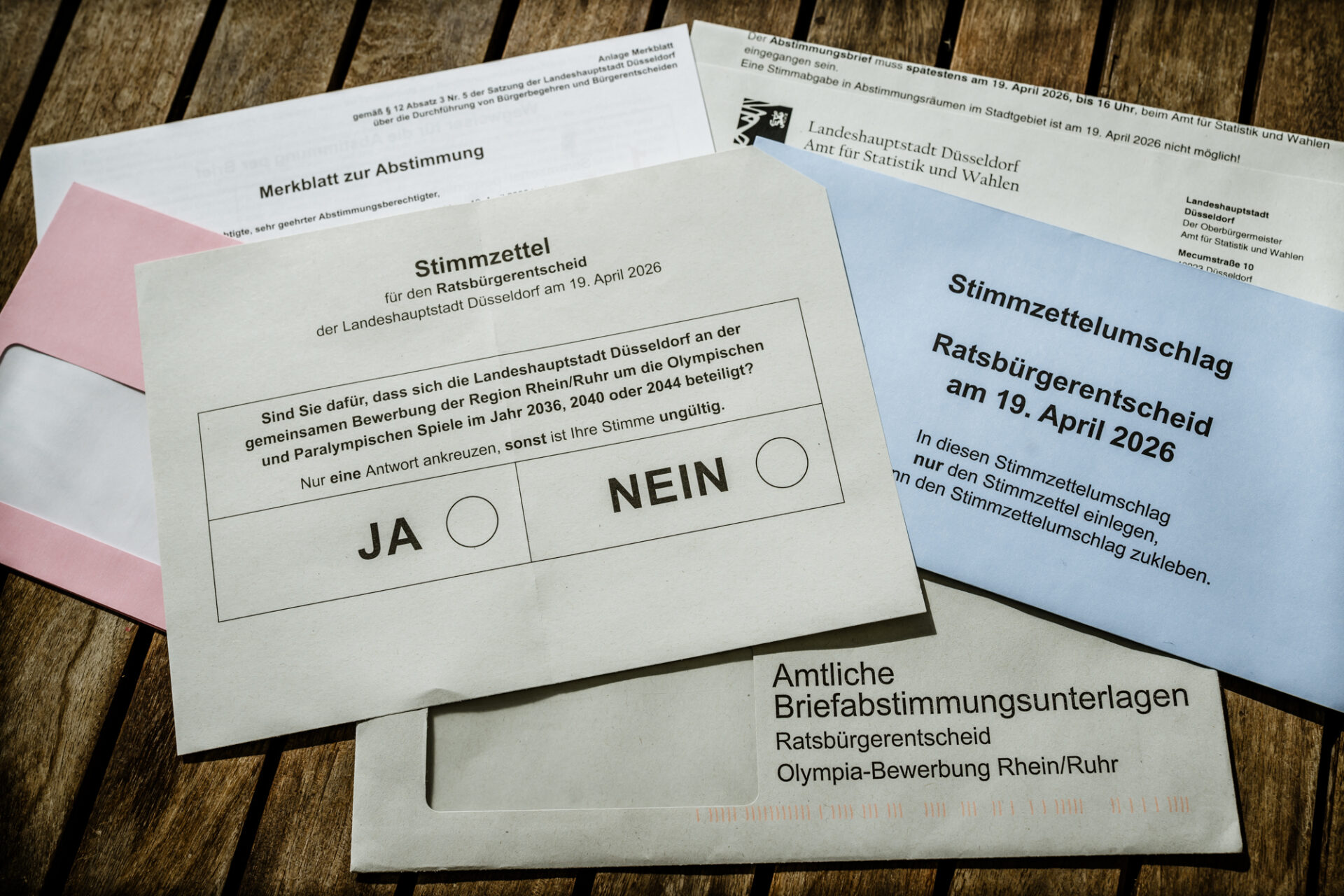 Stimmzettel Ratsbürgerentscheid Olympia in Düsseldorf