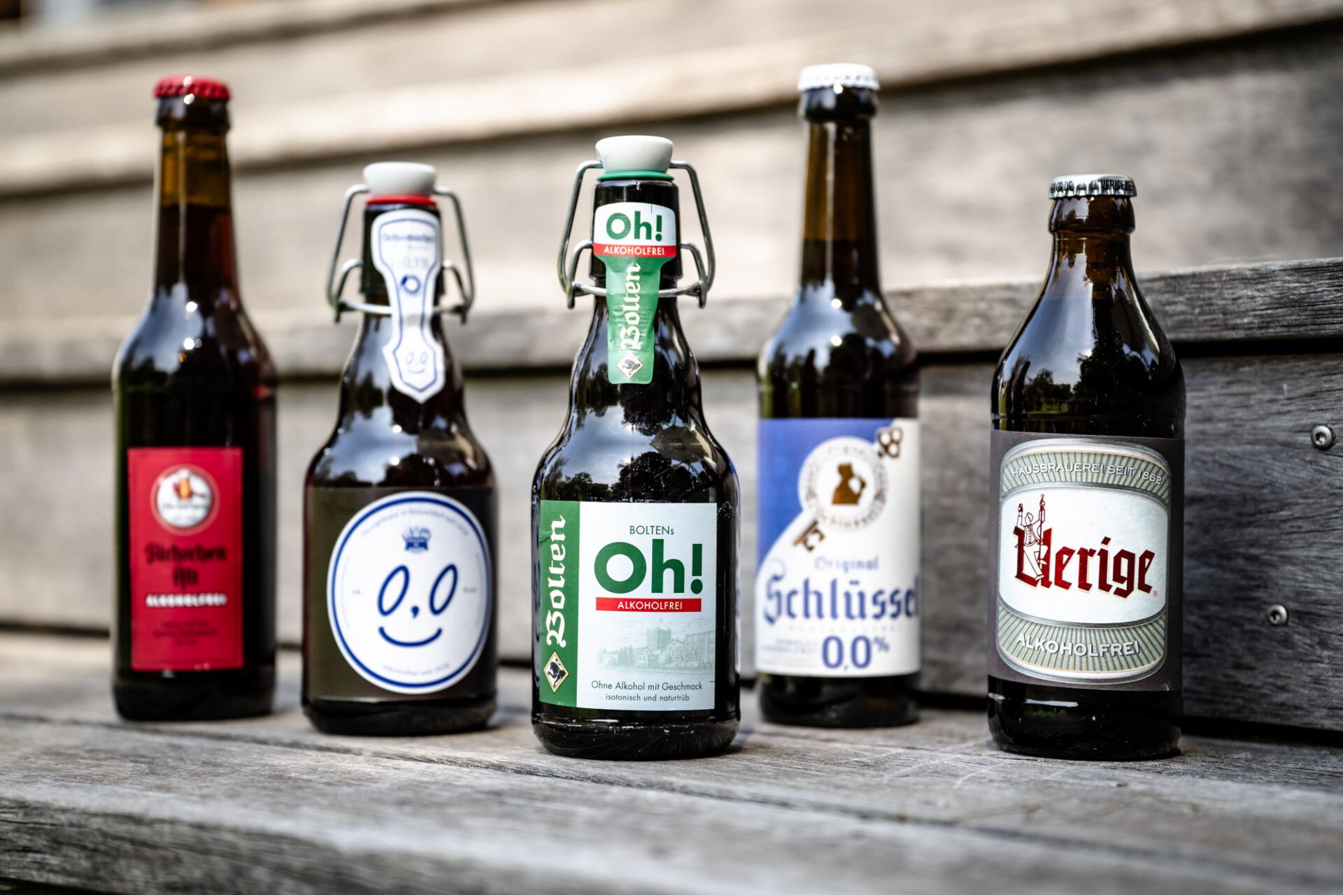 Alkoholfreies Bier von Füchschen, Schumacher, Bolten, Schlüssel und UerigeFoto: Andreas Endermann