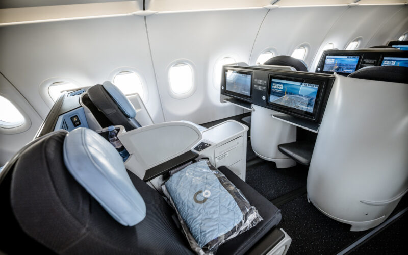 DUS Flughafen Düsseldorf, PK mit Christian Vernet, Lars Redeligx und Preeti V. Shah, Fluggesellschaft La Compagnie fliegt Business nach New York Foto: Andreas Endermann