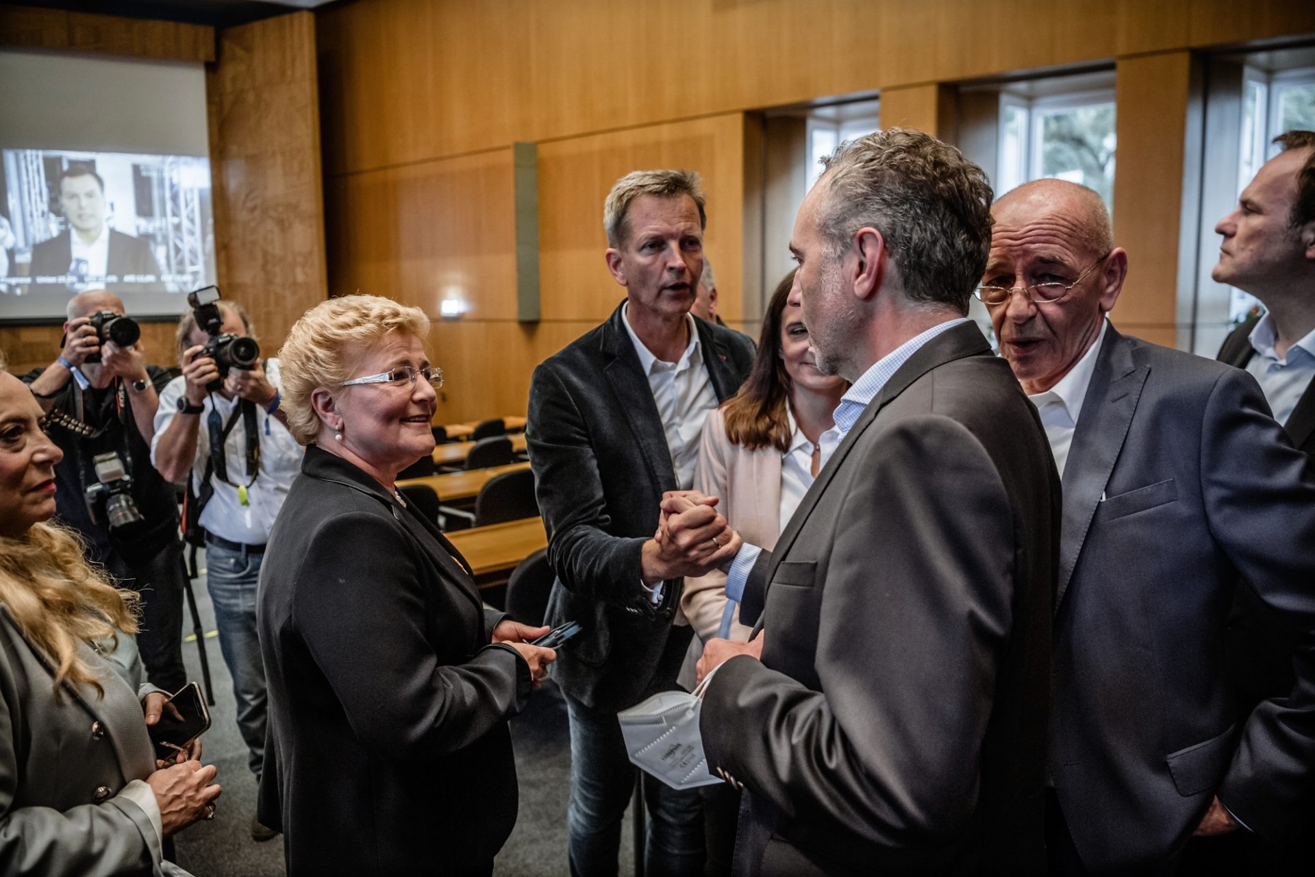 Spitzenvertreter der Düsseldorfer CDU am Wahlabend: Sylvia Pantel, Josef Hinkel, Thomas Jarzombek und Rolf Tups (von links). Foto: Andreas Endermann