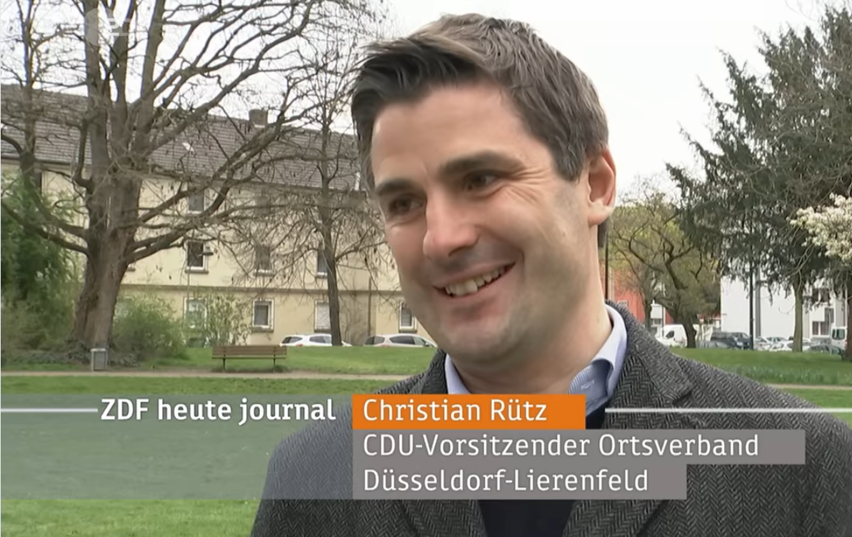 Dieser Screenshot stammt aus dem ZDF „Heute-Journal“und zeigt den Lierenfelder Ortsverbandsvorsitzenden Christian Rütz.
